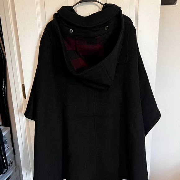 Coach wool hooded cloak black and red plaid - Picture 7 of 8